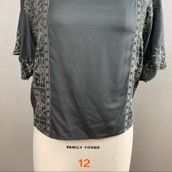 American Eagle Outfitters gray embroidered blouse - Picture 3 of 9